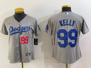 Cheap Women's Los Angeles Dodgers #99 Joe Kelly Number Grey Stitched Cool Base Nike Jerseys