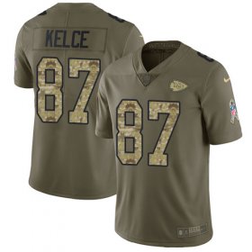 Wholesale Cheap Nike Chiefs #87 Travis Kelce Olive/Camo Men\'s Stitched NFL Limited 2017 Salute To Service Jersey