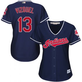 Wholesale Cheap Indians #13 Omar Vizquel Navy Blue Alternate Women\'s Stitched MLB Jersey