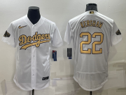 Wholesale Men's Los Angeles Dodgers #22 Clayton Kershaw White 2022 All Star Stitched Flex Base Nike Jersey