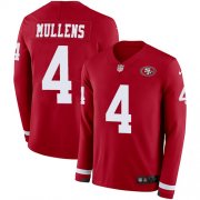 Wholesale Cheap Nike 49ers #4 Nick Mullens Red Team Color Men's Stitched NFL Limited Therma Long Sleeve Jersey