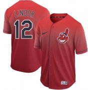 Wholesale Cheap Nike Indians #12 Francisco Lindor Red Fade Authentic Stitched MLB Jersey