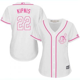 Wholesale Cheap Indians #22 Jason Kipnis White/Pink Fashion Women\'s Stitched MLB Jersey