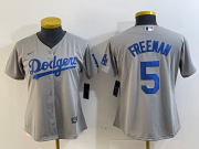 Cheap Women's Los Angeles Dodgers #5 Freddie Freeman Grey Cool Base Stitched Nike Jersey