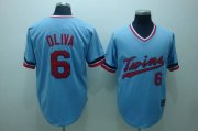Wholesale Cheap Mitchelland Ness Twins #6 Tony Oliva Stitched Light Blue Throwback MLB Jersey