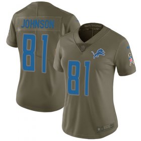 Wholesale Cheap Nike Lions #81 Calvin Johnson Olive Women\'s Stitched NFL Limited 2017 Salute to Service Jersey