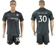 Wholesale Cheap Chelsea #30 David Luiz Black Soccer Club Jersey