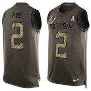 Wholesale Cheap Nike Falcons #2 Matt Ryan Green Men's Stitched NFL Limited Salute To Service Tank Top Jersey