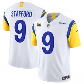 Wholesale Cheap Men\'s Los Angeles Rams #9 Matthew Stafford White 2023 F.U.S.E. With 4-Star C Patch Vapor Untouchable Limited Football Stitched Jersey