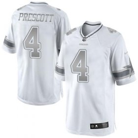 Wholesale Cheap Nike Cowboys #4 Dak Prescott White Men\'s Stitched NFL Limited Platinum Jersey