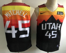 Wholesale Cheap Men\'s Utah Jazz #45 Donovan Mitchell Mountain Black 2020 Nike Swingman 5 For The Fight Stitched NBA Jersey