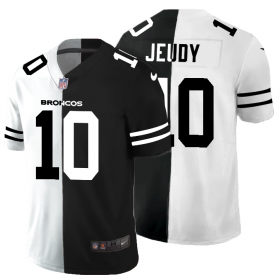 Cheap Denver Broncos #10 Jerry Jeudy Men\'s Black V White Peace Split Nike Vapor Untouchable Limited NFL Jersey