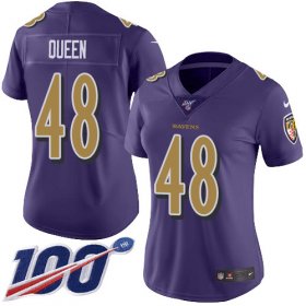 Wholesale Cheap Nike Ravens #48 Patrick Queen Purple Women\'s Stitched NFL Limited Rush 100th Season Jersey