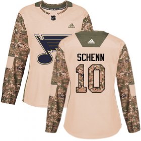Wholesale Cheap Adidas Blues #10 Brayden Schenn Camo Authentic 2017 Veterans Day Women\'s Stitched NHL Jersey