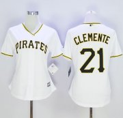 Wholesale Cheap Pirates #21 Roberto Clemente White Women's Home Stitched MLB Jersey