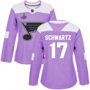 Wholesale Cheap Adidas Blues #17 Jaden Schwartz Purple Authentic Fights Cancer Stanley Cup Champions Women's Stitched NHL Jersey