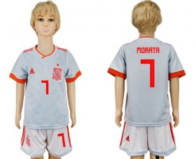 Wholesale Cheap Spain #7 Morata Away Kid Soccer Country Jersey
