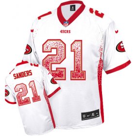 Wholesale Cheap Nike 49ers #21 Deion Sanders White Men\'s Stitched NFL Elite Drift Fashion Jersey