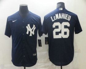 Wholesale Cheap Men\'s New York Yankees #26 DJ LeMahieu Navy Blue White Number Stitched MLB Cool Base Nike Jersey