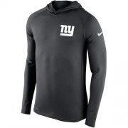 Wholesale Cheap Men's New York Giants Nike Charcoal Stadium Touch Hooded Performance Long Sleeve T-Shirt