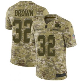 Wholesale Cheap Nike Browns #32 Jim Brown Camo Men\'s Stitched NFL Limited 2018 Salute To Service Jersey