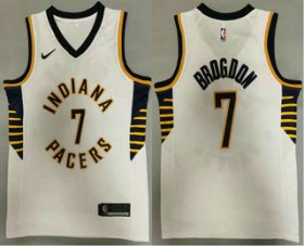 Wholesale Cheap Men\'s Indiana Pacers #7 Malcolm Brogdon New White 2021 Nike Swingman Stitched NBA Jersey