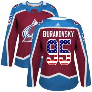 Wholesale Cheap Adidas Avalanche #95 Andre Burakovsky Burgundy Home Authentic USA Flag Women's Stitched NHL Jersey