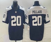 Wholesale Cheap Men's Dallas Cowboys #20 Tony Pollard Navy Blue Thanksgiving 2023 FUSE Vapor Limited Stitched Jersey