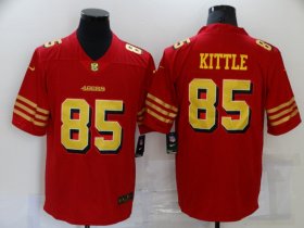 Wholesale Cheap Men\'s San Francisco 49ers #85 George Kittle Red Gold 2021 Vapor Untouchable Stitched NFL Nike Limited Jersey