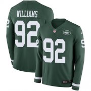 Wholesale Cheap Nike Jets #92 Leonard Williams Green Team Color Men's Stitched NFL Limited Therma Long Sleeve Jersey