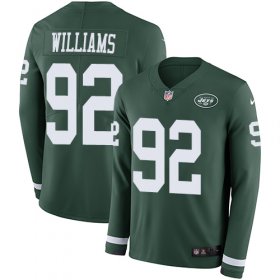 Wholesale Cheap Nike Jets #92 Leonard Williams Green Team Color Men\'s Stitched NFL Limited Therma Long Sleeve Jersey