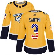 Wholesale Cheap Adidas Predators #3 Steven Santini Yellow Home Authentic USA Flag Women's Stitched NHL Jersey