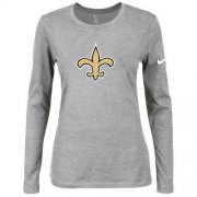 Wholesale Cheap Women's Nike New Orleans Saints Of The City Long Sleeve Tri-Blend NFL T-Shirt Light Grey