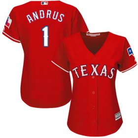 Wholesale Cheap Rangers #1 Elvis Andrus Red Alternate Women\'s Stitched MLB Jersey