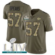 Wholesale Cheap Nike Chiefs #57 Breeland Speaks Olive/Camo Super Bowl LIV 2020 Men's Stitched NFL Limited 2017 Salute To Service Jersey