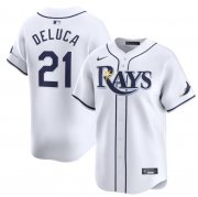 Cheap Men's Tampa Bay Rays #21 Jonny DeLuca White Home Limited Stitched Baseball Jersey