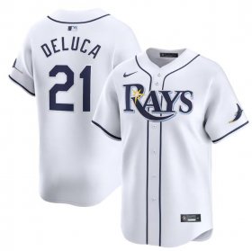 Cheap Men\'s Tampa Bay Rays #21 Jonny DeLuca White Home Limited Stitched Baseball Jersey