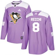 Wholesale Cheap Adidas Penguins #8 Mark Recchi Purple Authentic Fights Cancer Stitched NHL Jersey