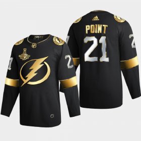 Cheap Tampa Bay Lightning #21 Brayden Point Men\'s Adidas Black Golden Edition Limited Stitched NHL Jersey