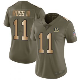 Wholesale Cheap Nike Bengals #11 John Ross III Olive/Gold Women\'s Stitched NFL Limited 2017 Salute to Service Jersey