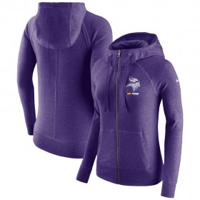 Wholesale Cheap Minnesota Vikings Nike Women\'s Gym Vintage Full-Zip Hoodie Purple
