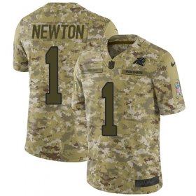 Wholesale Cheap Nike Panthers #1 Cam Newton Camo Men\'s Stitched NFL Limited 2018 Salute To Service Jersey