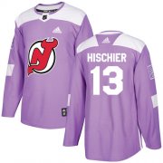 Wholesale Cheap Adidas Devils #13 Nico Hischier Purple Authentic Fights Cancer Stitched NHL Jersey