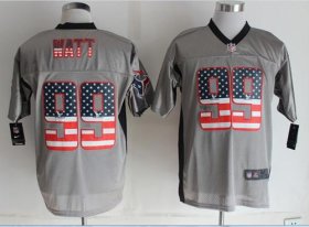 Wholesale Cheap Nike Texans #99 J.J. Watt Grey Men\'s Stitched NFL Elite USA Flag Fashion Jersey