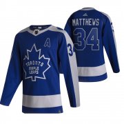 Wholesale Cheap Toronto Maple Leafs #34 Auston Matthews Blue Men's Adidas 2020-21 Reverse Retro Alternate NHL Jersey