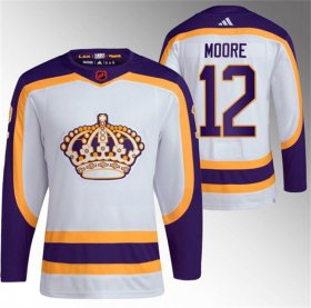 Wholesale Cheap Men\'s Los Angeles Kings #12 Trevor Moore White 2022 Reverse Retro Stitched Jersey