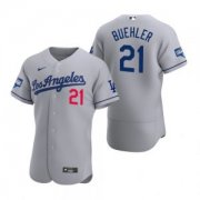 Wholesale Cheap Los Angeles Dodgers #21 Walker Buehler Gray 2020 World Series Champions Road Jersey