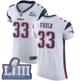 Wholesale Cheap Nike Patriots #33 Kevin Faulk White Super Bowl LIII Bound Men\'s Stitched NFL Vapor Untouchable Elite Jersey