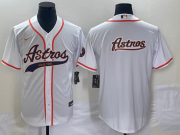 Cheap Men's Houston Astros White Team Big Logo Cool Base Stitched Baseball Jersey