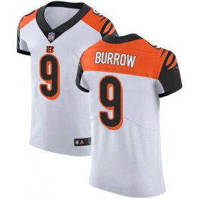 Wholesale Cheap Nike Bengals #9 Joe Burrow White Men\'s Stitched NFL New Elite Jersey